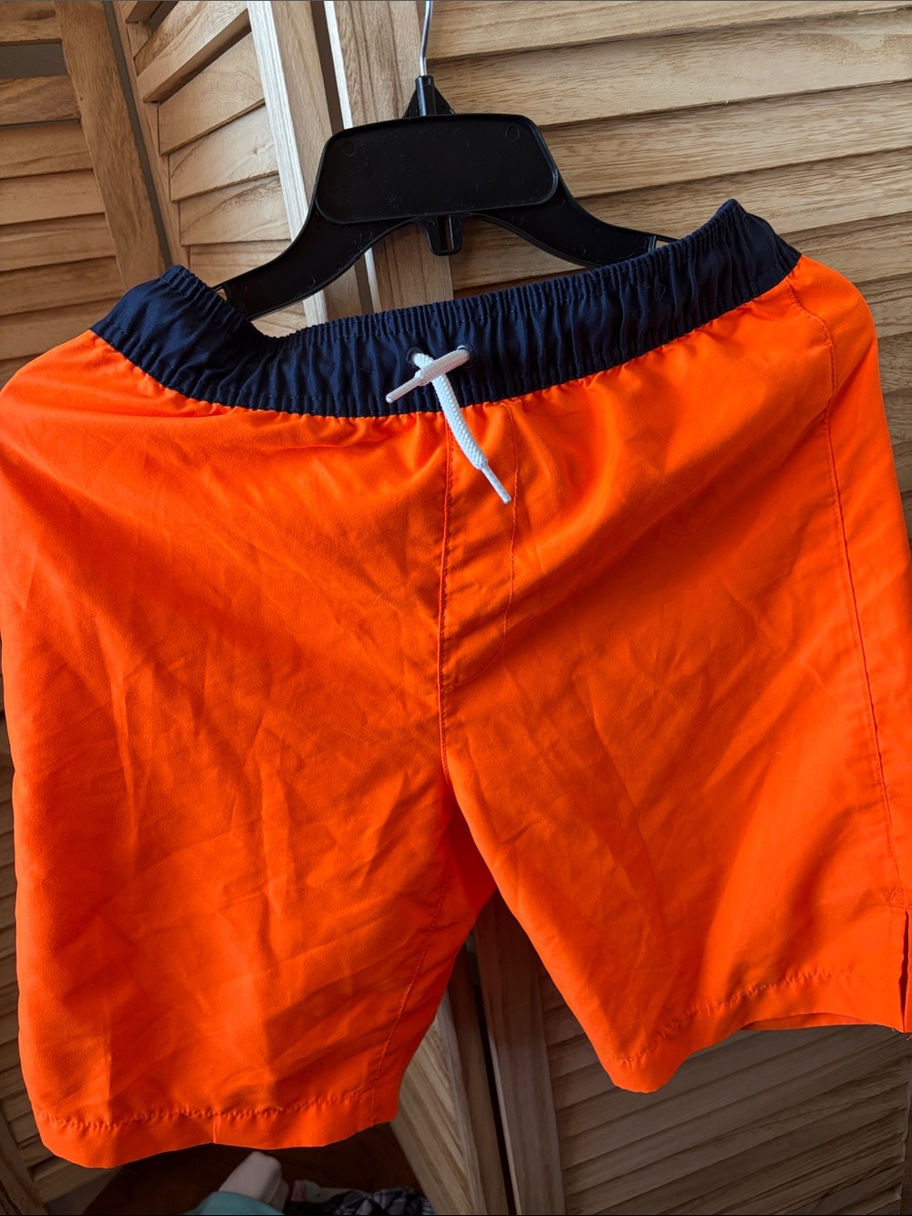 Boys  Orange Swim Shorts with Navy Waistband XXL
